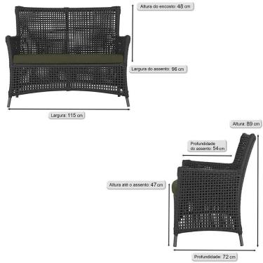 Imagem de Jogo Sofá 4 Poltronas E Mesa Igapó Preta E13 Trama Original Preto