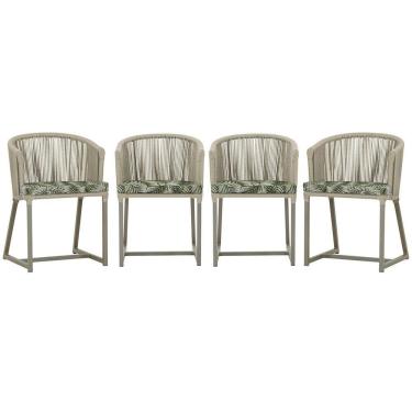 Imagem de 4 Cadeiras De Jantar Noronha Fendi Corda Náutica E5 Trama Rami
