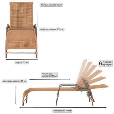 Imagem de Espreguiçadeira Catar Corda Náutica Piscina Jardim Alumínio Terra Cota