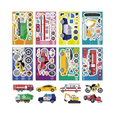 Imagem de Adesivos De Quebra-Cabeça De Veículos: Caminhão De Bombeiros, Ambulânc