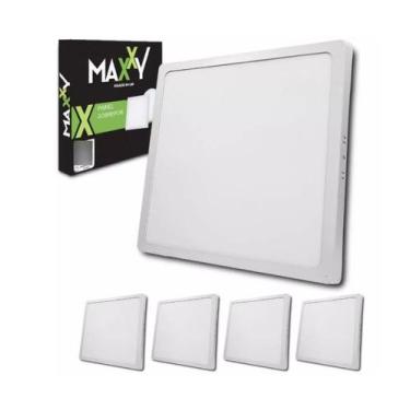 Imagem de Kit 5 Painéis Plafon Sobrepor Led 24w QUADRADO Neutro(4000K) - Maxxy