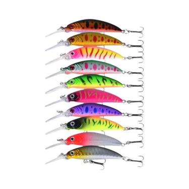 Imagem de 10 Peças Isca Artificial Minnow Crank Bait Com Três Anzóis Wobbler Jig