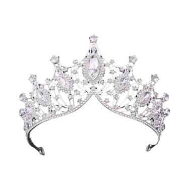 Imagem de Tiara De Noiva De Cristal Prateado Com Strass, Coroa De Princesa Para 