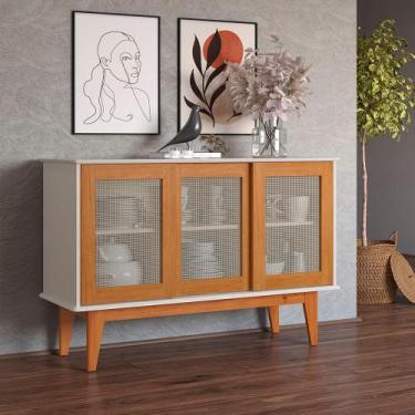 Imagem de Aparador Buffet Detroit 3 Portas com Pés em Madeira Maciça - TEBARROT,
