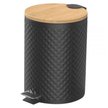 Imagem de Lixeira Com Pedal Tampa De Bambu 5L Luxo Cozinha Banheiro - Clink, Xad