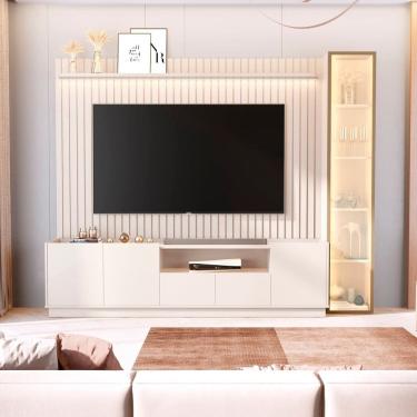 Imagem de Rack com Painel para Tv 84 Polegadas 100% Mdf com Led Vitoria Regia Off White