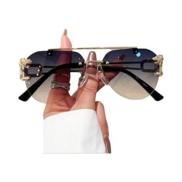 Imagem de Óculos De Sol Vintage Unissex Estilo Piloto Sem Armação Com Lentes Gra