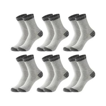 Imagem de Meias Esportivas Pretas De Algodão Para Homens, 6 Pares, Quentes, Long