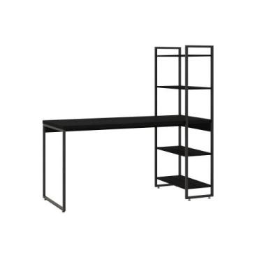 Imagem de Mesa C/estante Alta 150x64x147cm Com 04 Prateleiras Preto ônix / - COM