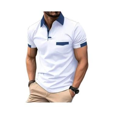 Imagem de Camisa Polo Masculina De Verão Leve E Respirável Em Cor Sólida, Manga 