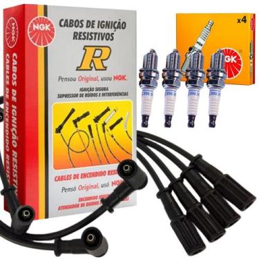Imagem de 4 Cabos + 4 Velas Palio Uno Siena Fiorino Punto 1.0 1.4 Fire - NGK, CA