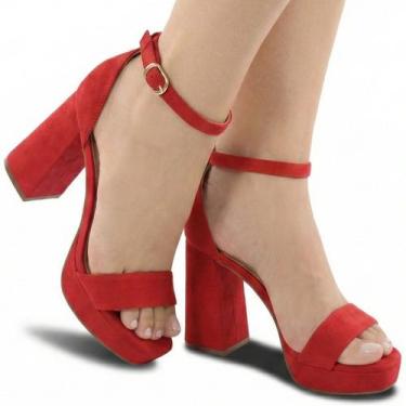 Imagem de Sandália Meia Pata Salto Grosso Confortável 10cm Feminina P106 - Modar