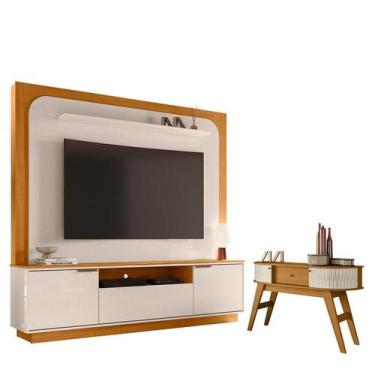 Imagem de Estante Home Theater Nilo sem Pés com Aparador Estoril Cinamomo Off Wh