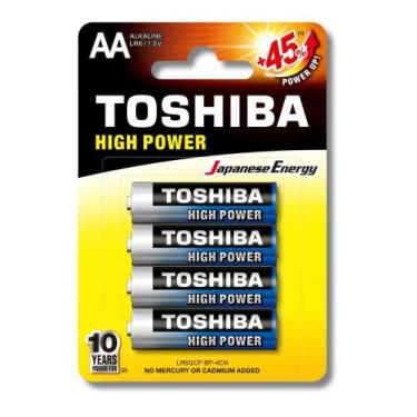 Imagem de Pilha Alcalina High Power Toshiba AA 1,5V com 4 Pilhas LR6GCP