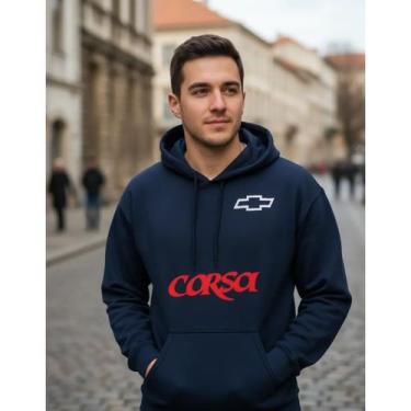 Imagem de Blusa De Moletom Casaco Frio Chevrolet Corsa Bolso Capuz - Marinho Sto