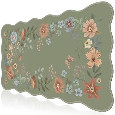 Imagem de Tapete de mesa iCasso Floral para teclado e mouse 90x40cm Bean Green