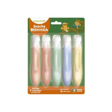 Imagem de Guache Bisnaga Ponta Pincel Blister c/ 5 unidades 25ml cada Leo&Leo Le