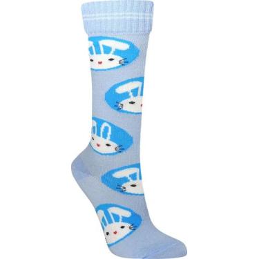 Imagem de Meia 3/4 Cano Alto Pascoa coelho azul Infantil divertida - Miimos, M, 