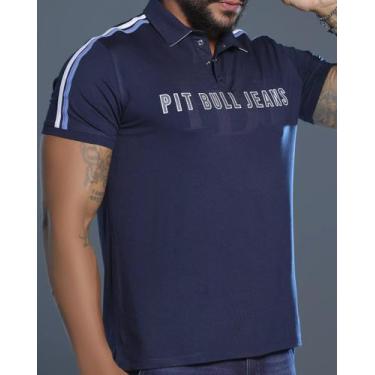 Imagem de Camisa Polo Masculina Pitbull Lançamento Ref 87104, Azul, GG