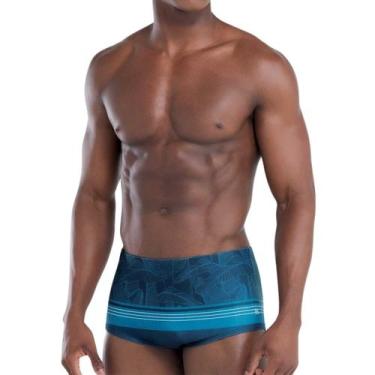 Imagem de Sunga Praia Slip Estampada Mash Laterais Largas Microfibra, Marinho, P