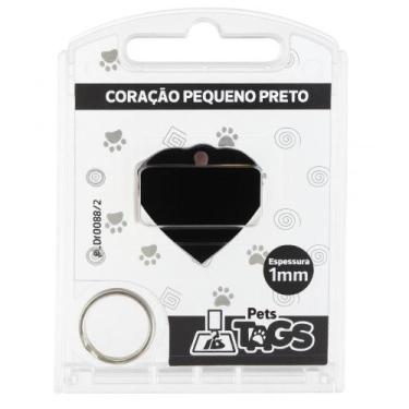 Imagem de Plaquinha de Identificação Personalizada - Coração Preto P - PETSTAGS