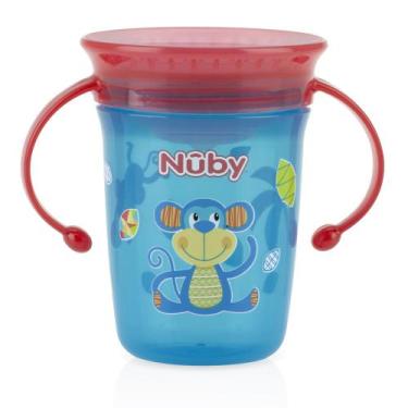 Imagem de Copo Decorado com Alça 360 Graus 240ml Azul - NUBY