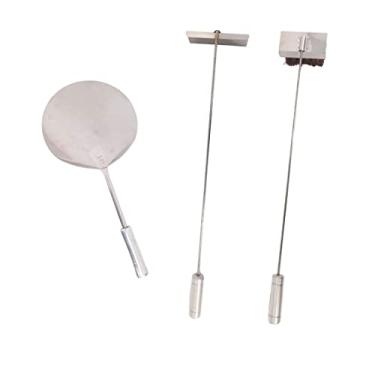 Imagem de Kit Completo Pá Pizza Inox 36cm Curto Para Limpeza de Forno