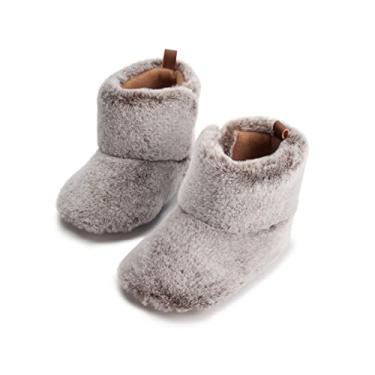 Imagem de Jueshanzj sapatos para bebês meninas sapatos para bebês sapatos de bebê de couro macio sapatos para bebês meninas sapatos de lã botas de lã, Cinza, 7.5 Toddler