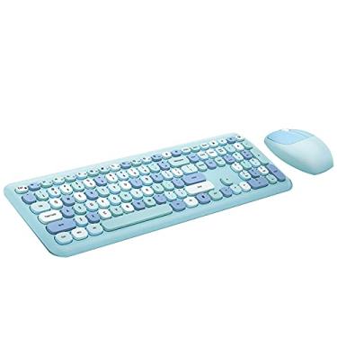 Imagem de Adaptador 1 conjunto de teclado sem fio Plug Play, mudo, multicolorido, atraente, mouse de mesa de 2,4 G para teclado sem fio de escritório para periféricos de computador de escritório
