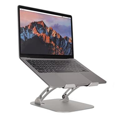 Imagem de Suporte para laptop, suporte para computador dobrável e ergonômico com 2 ventiladores, suporte para laptop antiderrapante de 8 ângulos com peso de até 20 libras, para todos os laptops de 10(prata)