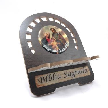 Imagem de Suporte Porta Bíblia Madeira Sagrada Família