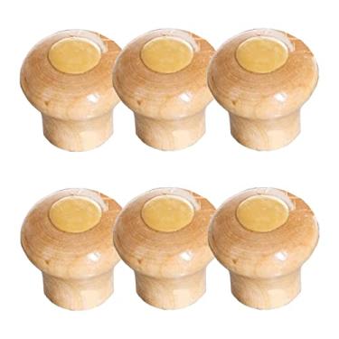 Imagem de Kit 6 Puxador Tampa Vidro e Ferro Pomel Madeira e Parafuso