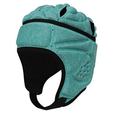 Imagem de UGPLM Protetor de cabeça de chapéu de rugby de futebol de goleiro de EVA, verde esmeralda
