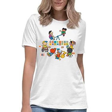 Imagem de Camiseta Feminina educação infantil inclusão ensino camisa Cor:Preto com Branco;Tamanho:P