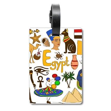 Imagem de Bandeira nacional de animais do Egito Landscap mala etiqueta cartão de bagagem etiqueta, Multicolorido.