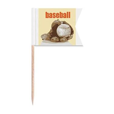 Imagem de Baseball America Teamwork Bandeiras de palito de dente marcando para festa bolo comida prato de queijo