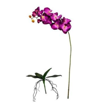 Imagem de Orquidea Artificial + Folhas Artificiais Toque Real Tipo Silicone Flor