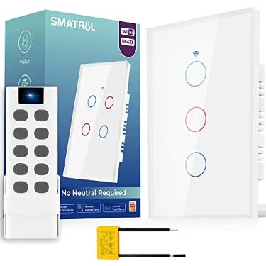 Imagem de Interruptor Touch Led 3 Botões, Função de memória de falha de energia, WiFi+BLE+ RF433Mhz, 4X2 Interruptor Smart, Sem Neutro, Compatível com Alexa (White)