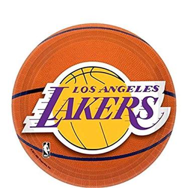 Imagem de Amscan Pratos redondos La Los Angeles Lakers, 17,78 cm x 17,78 cm, multicolorido