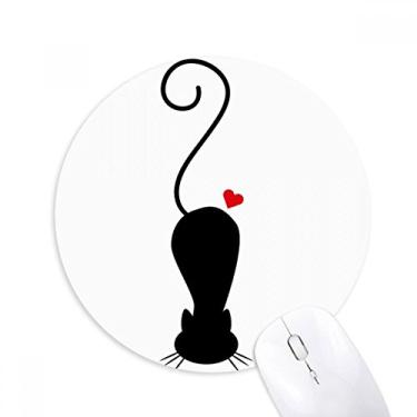 Imagem de Mousepad em forma de coração de gato Sihouette animal redondo, antiderrapante, mouse pad de borracha para presente