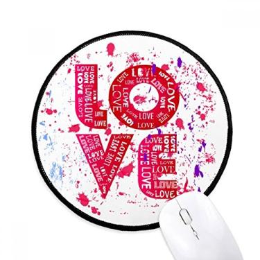 Imagem de Mouse pad com pintura de amor rosa para dia dos namorados, tapete redondo para escritório