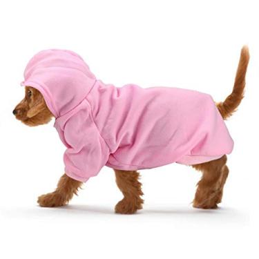 Imagem de Folany Moletom de inverno com capuz para cachorros, macio e respirável (rosa, 2GG)