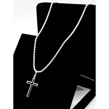 Imagem de Cordão Baiano Prata 925 Corrente Pingente Cruz Crucifixo
