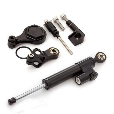 Imagem de Apto para YZF R6 2006-2015 2016 2017 2018 2019 2020, R1 YZF1000 2006-2016 CNC Barra de controle de amortecedor estabilizador de direção de motocicleta com kit de suporte de montagem conjunto completo