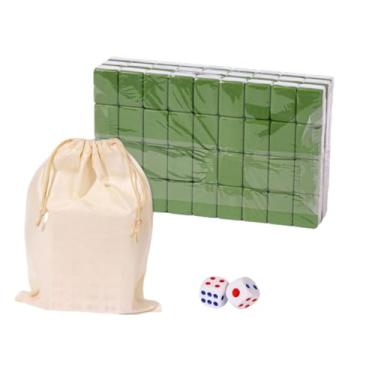 Imagem de Conjunto de brinquedos mahjong chinês, jogo de tabuleiro clássico, conjunto de 144 peças com bolsa de armazenamento, conjunto de mahjong de viagem, 24mm Verde