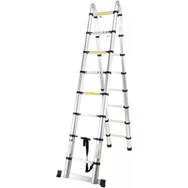Imagem de Escada Telescópica, 5M, Escada de Alumínio Dobrável, Antiderrapante, Extensível, Multiuso, Carga Máxima de 150 kg, Escadas de Uso Múltiplo, Escada 2,5M, Escada Portátil