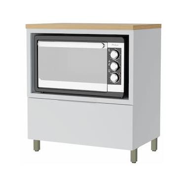 Imagem de Balcão Nesher Marquesa em MDF 15mm com Nicho para Micro-ondas, 1 Gaveta e 1 Prateleira - 80cm de largura