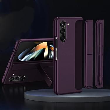 Imagem de para Samsung Galaxy Z Fold 5 4 3 Case Slot para caneta com Stylus Touch Pen Suporte invisível para Galaxy Z Fold 5 Capa traseira, roxa, para Samsung Z Fold 3