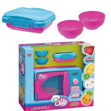 Imagem de Microondas Brinquedo Azul Rosa Infantil Mini Cozinha Criança