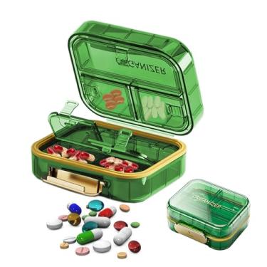 Imagem de Organizador diário de comprimidos, organizador portátil de remédios para viagem, estojo de comprimidos à prova de umidade, caixa dobrável para bolso para guardar vitaminas, óleo de fígado de bacalhau,